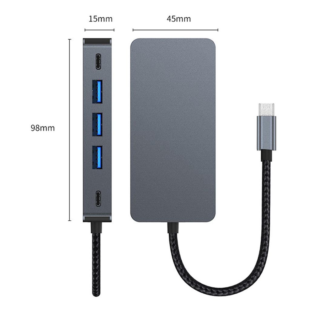 7 In 1 TYPE-C+USB3.0*3+HDMI*2+PD100W+USB-C Data Interface Hub Adapter Dock