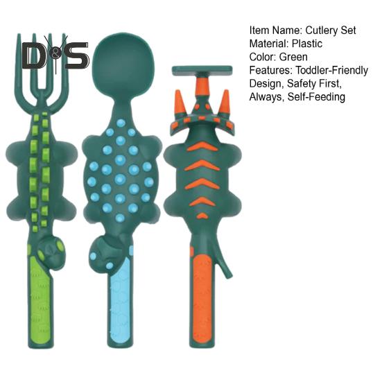 Dinosaur Toddler Utensils Set Fork Spoon Pusher Kids Cutlery Set for Fun Mealtime Adventures BPA-Free Kitchen Utensils for Self-Feeding Independence