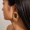 Ingemark Unique Irregular Line Pattern Stud Earrings Women Retro Gold Color Geometry Hollow Metal Piercing Earrings New Jewelry