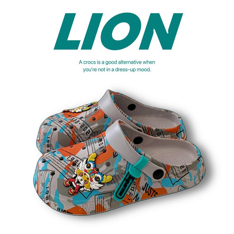 Cool slippers women's summer outer wear household thick-soled non-slip hole shoes ins couple beach slippers men