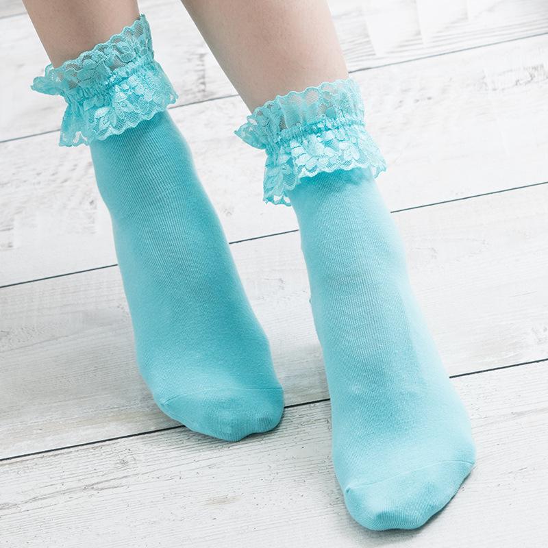 Vintage Lace Ruffle Frilly Ankle Socks  Spring New Fashion Ladies Girls Casual Sweet Solid Color Breathable Cotton Sock