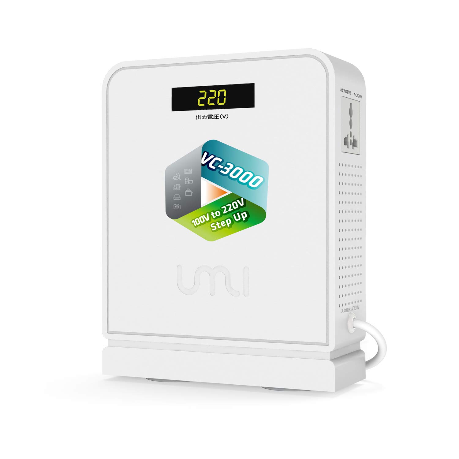 

Трансформатор UMIVC 3000 Вт Використовуйте зарубіжні електротехнічні вироби в Японії Підвищувальний підвищувальний трансформатор Силовий трансформатор від 100 В до 220 В білий
