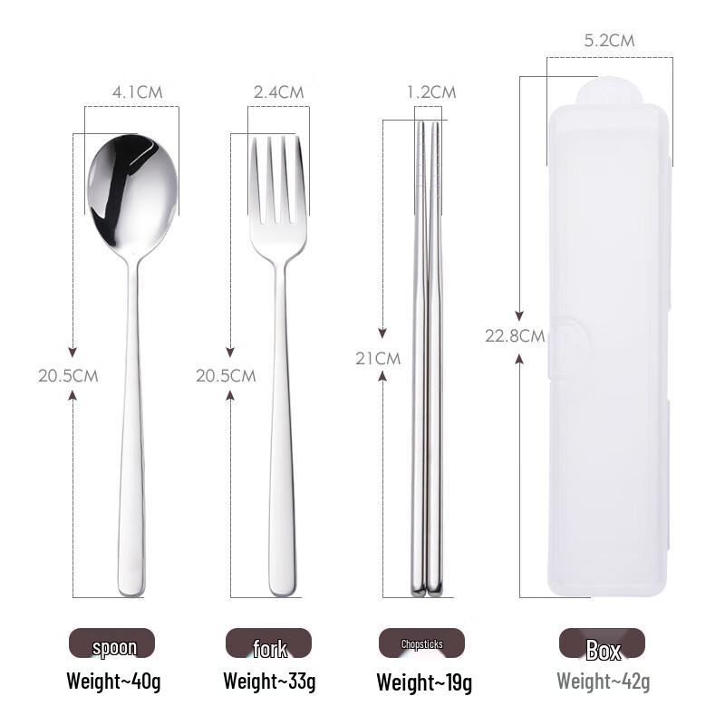 ZISIZ 304 Stainless Steel 3-Piece Travel Cutlery Set (2-Pack)