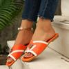 Fashion Comfortable and Versatile Flat Non-slip Women's Slippers Square Toe Open Toe Soft Sole Color Block Simple Breathable Flip-flops