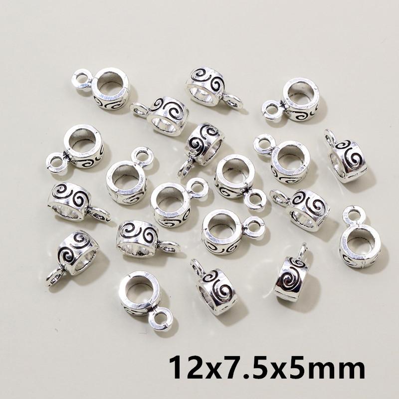 20pcs DIY Handmade Beads Tube Bails Pendants Jewelry Making DIY Necklace Antique Silver Color Bails Pendant Charm Connector