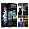 Black Cat Cartoon Cute Cover Phone Case For Samsung Galaxy Z Flip 7 6 5 4 3 5G Flip7 Flip6 Flip5 Flip4 Flip3 Black Fundas Shell