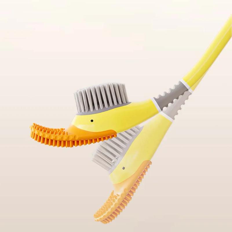 1Pc Silicone Toilet Brush Set With Holder 360° Deep Clean TPR Bristles Gravity Stand For Bathroom Easy Storage Space Saving