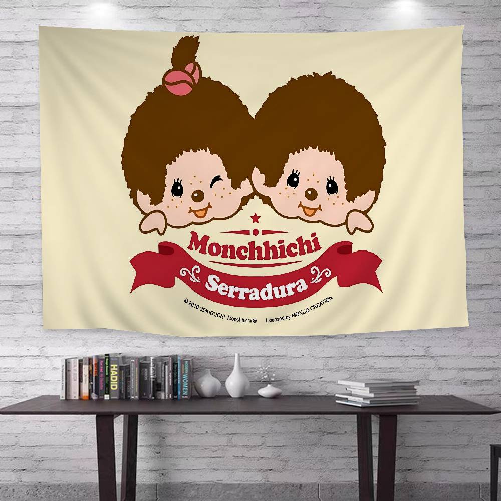 Japanese Cute Doll MMonchhichiS Cartoon Tapestry Art Science Fiction Room Home Decor Wall Hanging Sheets