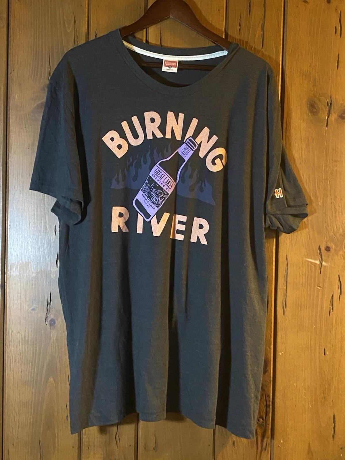 

Homage Great Lakes Burning River Pale Ale T-Shirt 3XL Gray Made in USA 2XL