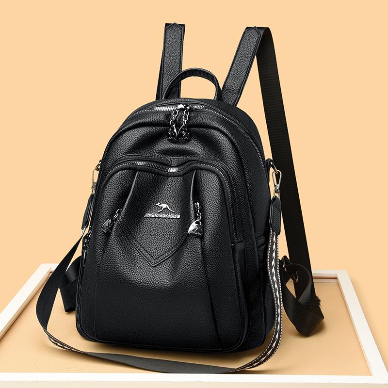 2025 Korean Style Soft Leather Backpack: Large Capacity Fashion Schoolbag for Travel and Students