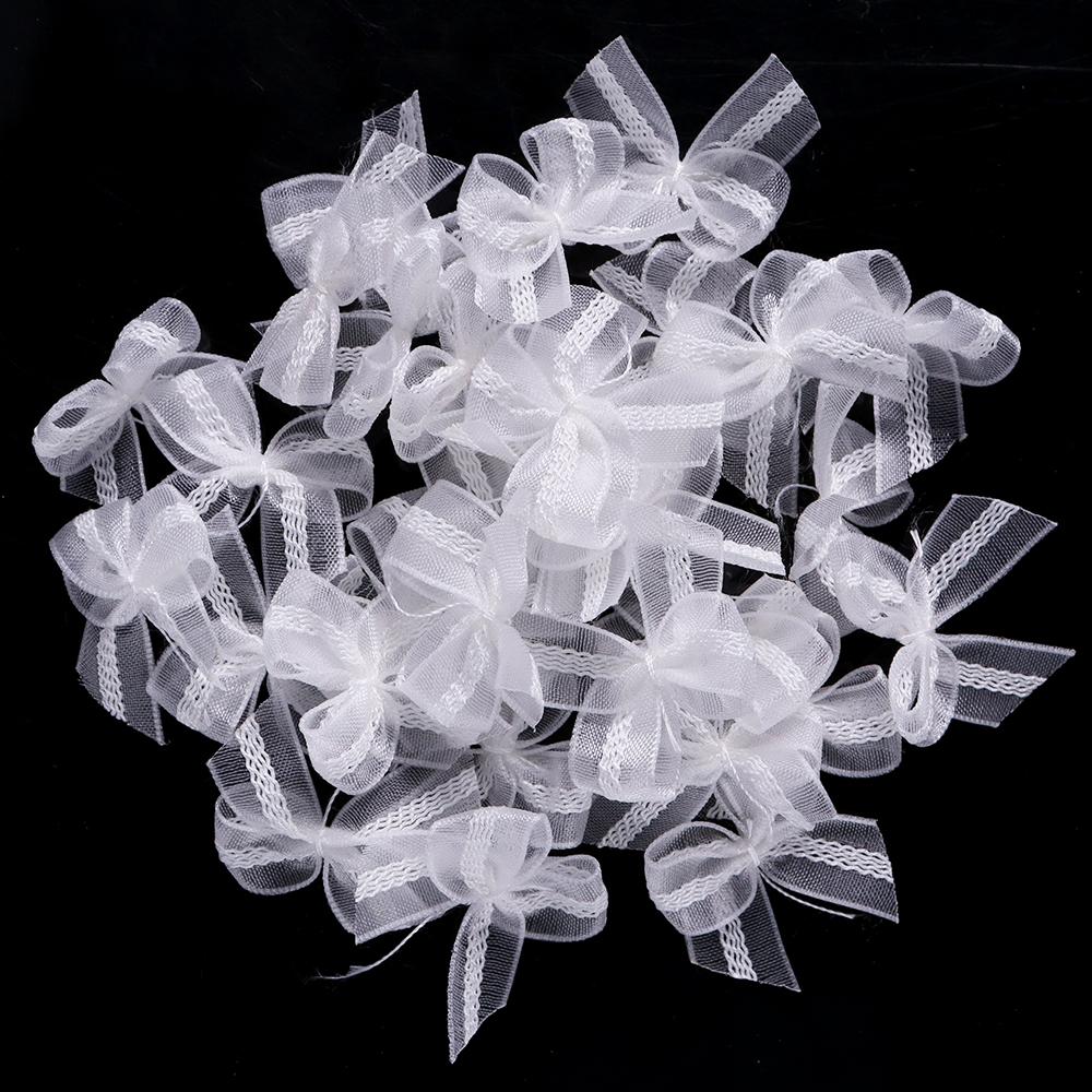 30-60pcs/lot 2.5x2.5cm Mesh Lace Ribbon Bows Mutilcolor Polyester Satin Ribbon Bow Flower DIY Decoration Headwear Accessories