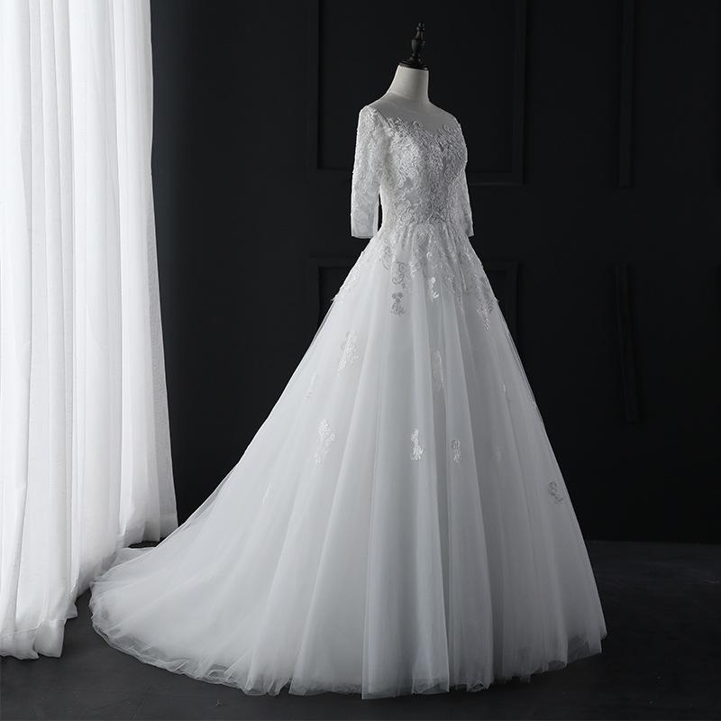 Light Wedding Dress 1011 New Bride Wedding Small Simple Mori Long Sleeve Super Fairy Dream Tail Summer
