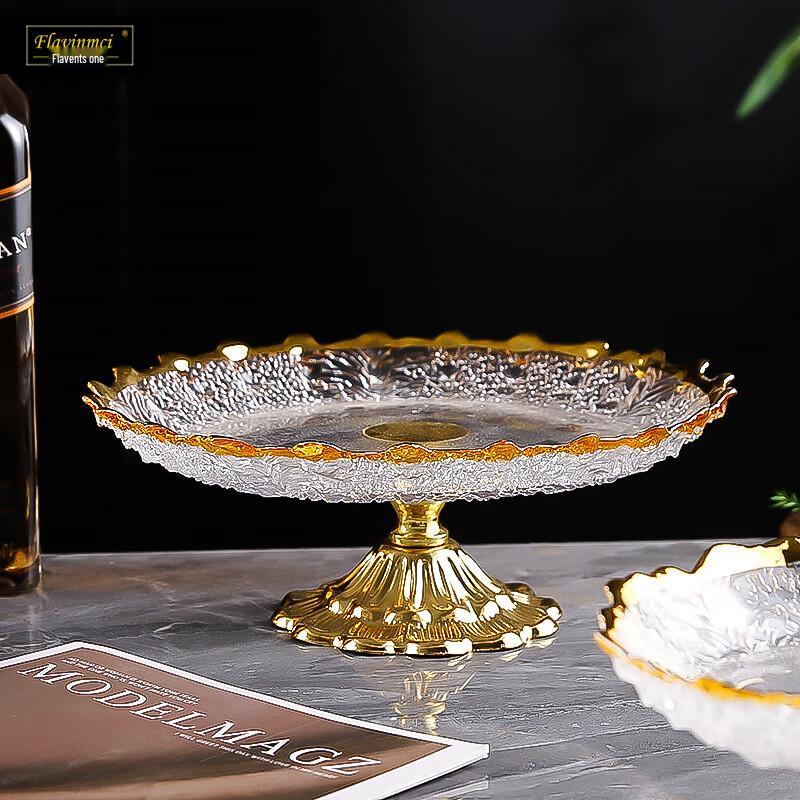 Flavinmci European Light Luxury Gilded Crystal Glass Fruit Plate