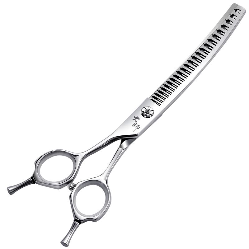 Fenice Professional Left-Handed 7Inch JP440C Dog Curved Scissors Natural Thinning Chunker Pet Grooming Scissor 75% Thinner Rate