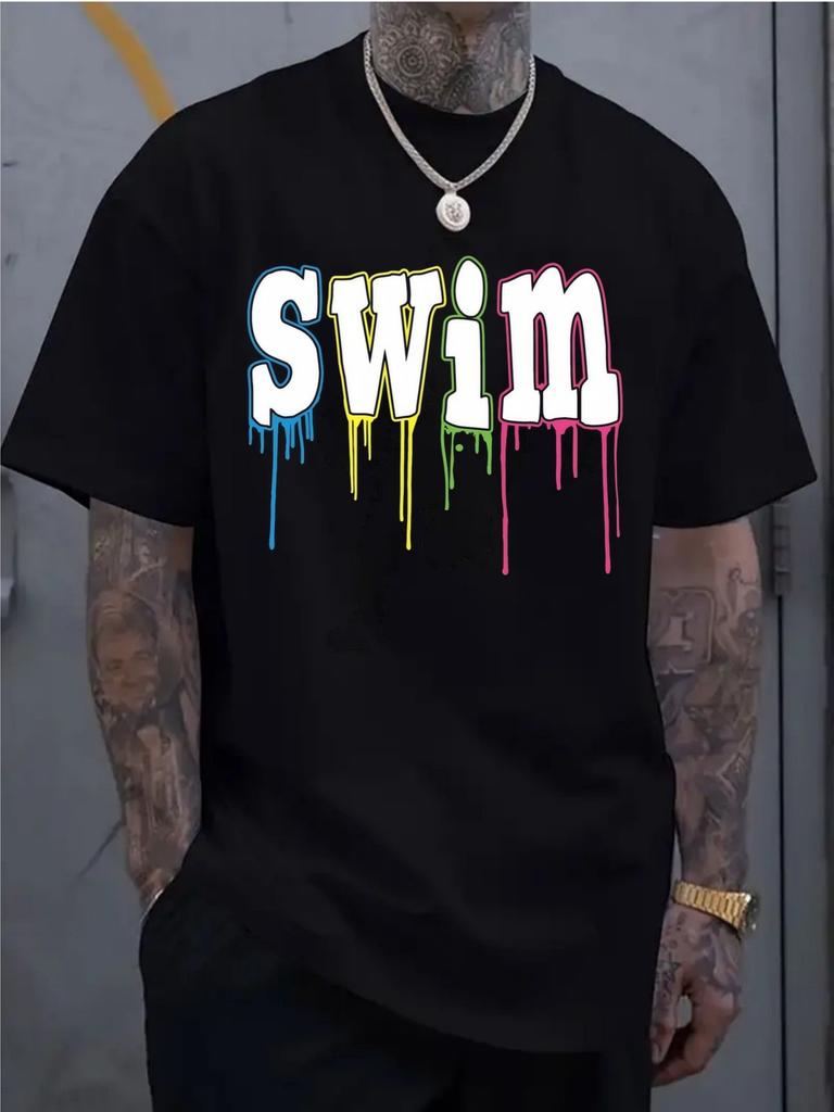 Men's Crew Neck T-Shirt - Casual Short-Sleeve Summer Gym & Beach Wear, Breathable for Training/Running, Machine-Washable , Versatile Travel & Everyday