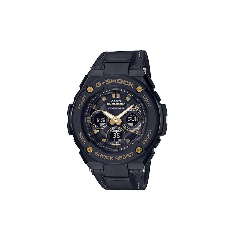 

Casio CASIOG-STEEL series-W disc dual display metal texture solar power six-station radio wave solar quartz movement resin leather GST-W300GL-1APR чорний