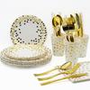 Polka Dot Party Tableware Set: Paper Cups, Plates & Napkins for Birthdays & Weddings
