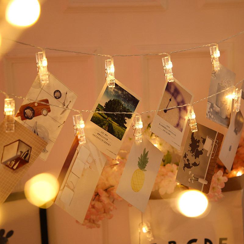 LED Photo Clip String Lights - Decorative, Battery & USB Powered with Remote Control