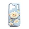 For iPhone 13 14 15 16 17 Pro Max Cute Cartoon 3D Sheep Soft Silicone Case Phone Back Cover Bracket