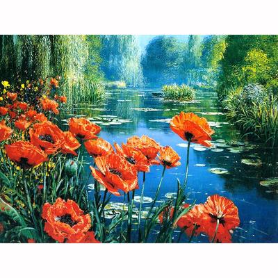 Pittura diamante 5D fai da te Spring Lake Flower pieno di diamanti rotondi ricamo a punto croce