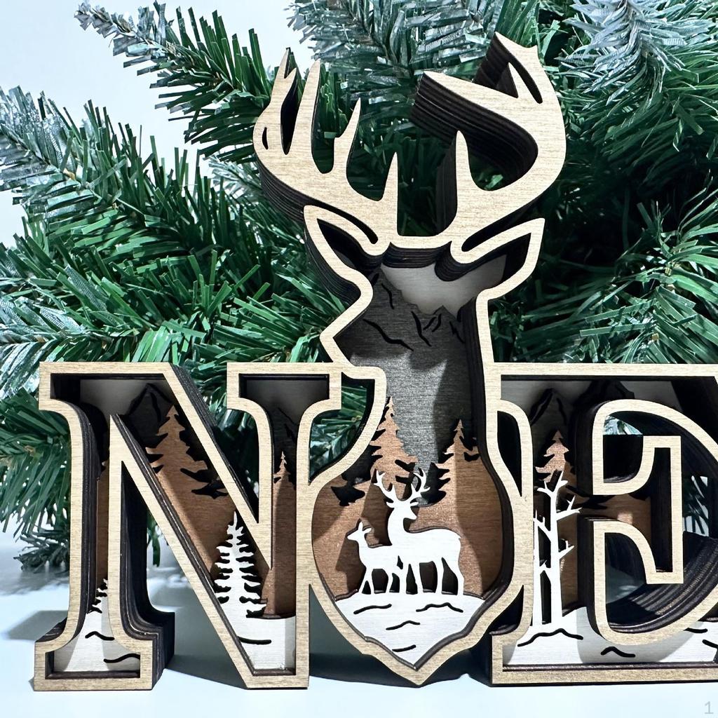 Christmas Wood Noel Sign Table Centerpiece Crafts Decor Tabletop Decoration Letter