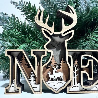 Christmas Wood Noel Sign Table Centerpiece Crafts Decor Tabletop Decoration Letter