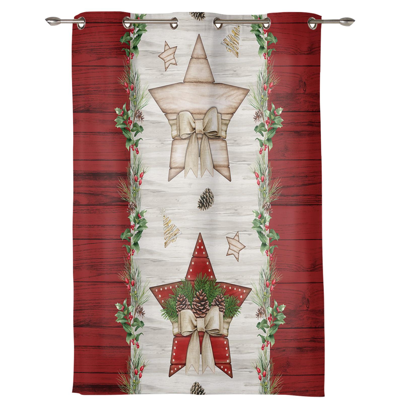Рождественские красные деревянные зерна пятиконечная звезда оконные шторы для гостиной — фото 2