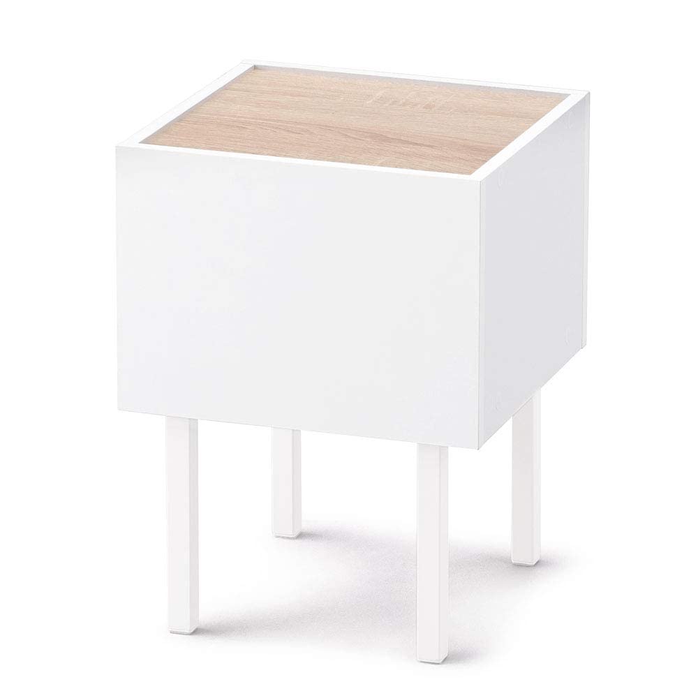 Iris Ohyama WST-300 Wooden Side Table, Ideal for Bedside or Sofa, Ideal for One-Room Use, Warm WhiteLight Natural, Approx. 30.0cm W X 30.0cm D X