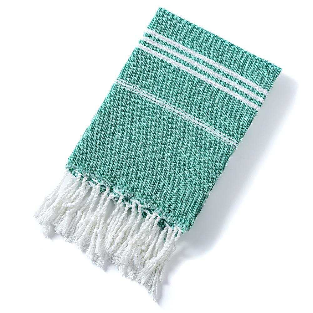 Oversized 90x180cm Turkish Beach Towel - Highly Absorbent Yarn-Dyed Striped Peshtemal with Tassels for Adults
