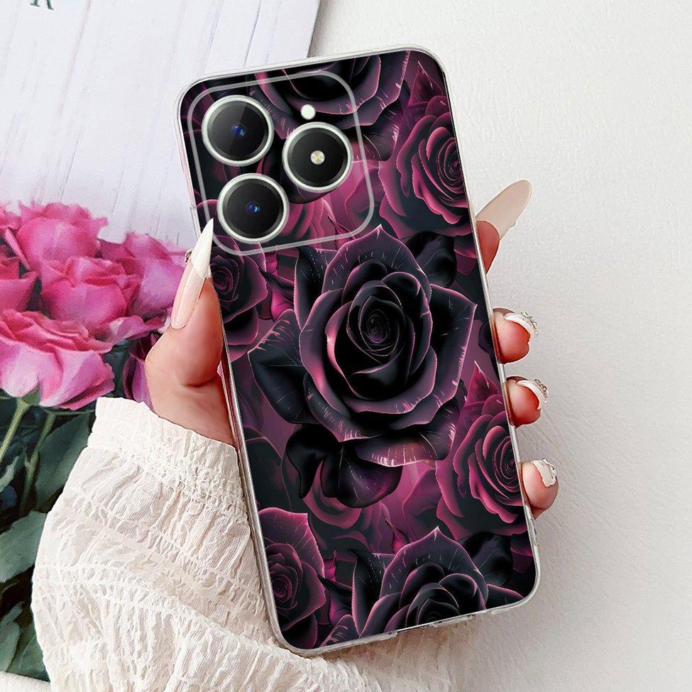 4G Clear For Realme Note 60 Case RMX3933 Luxury Butterfly Love Flowers Cool Lion Painted Phone Case For Realme Note 60X RMX3938