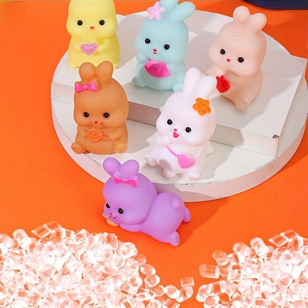 6pcs/set PVC Easter Bunny Fidget Decorated Rabbit Slow Rebound Toy Rabbit Squeeze Toys  Adult