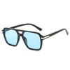European and American summer new square double beam sunglasses, fashionable men's and women's versatile glasses, black sunshade sunglasses