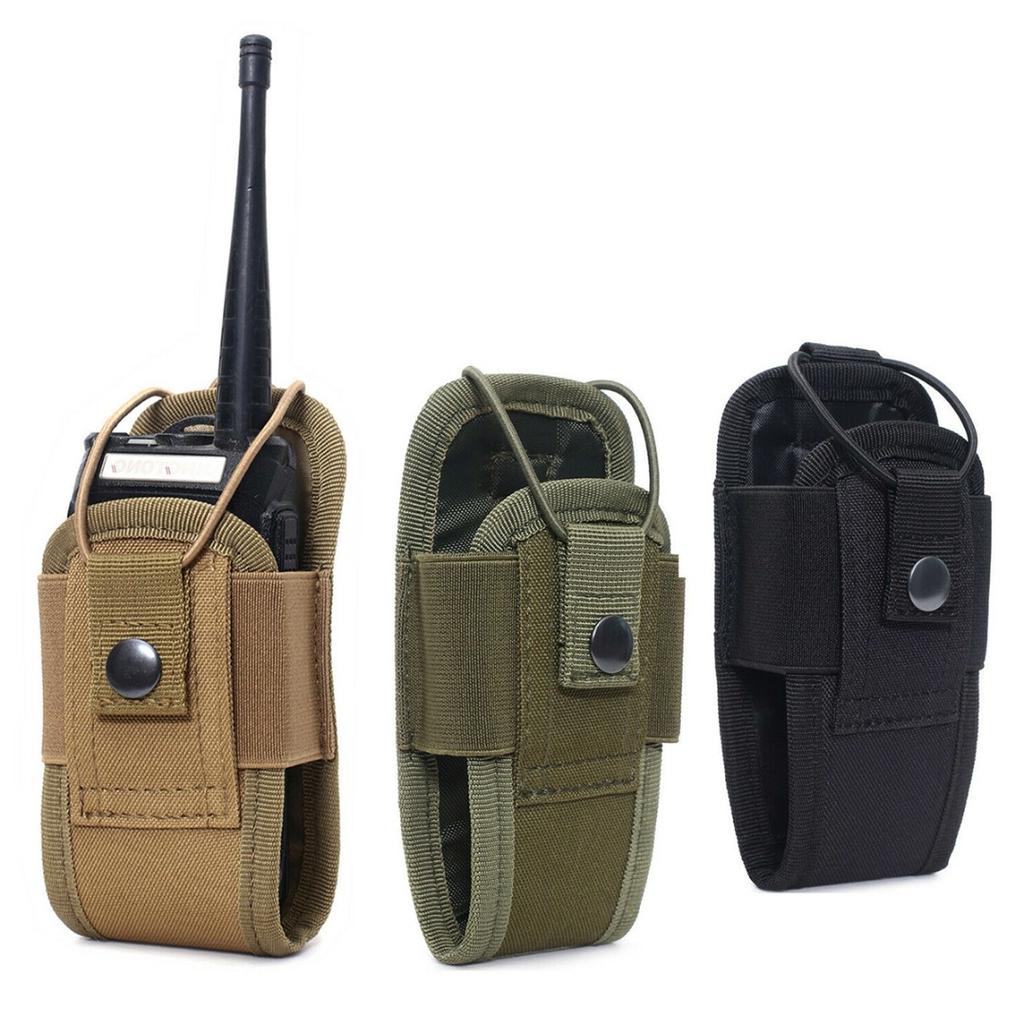 Walkie Talkie Bag,Molle Radio Pouch Mini Radio Holder Bag Waterproof Walkie Talkie Holster with Side Pockets