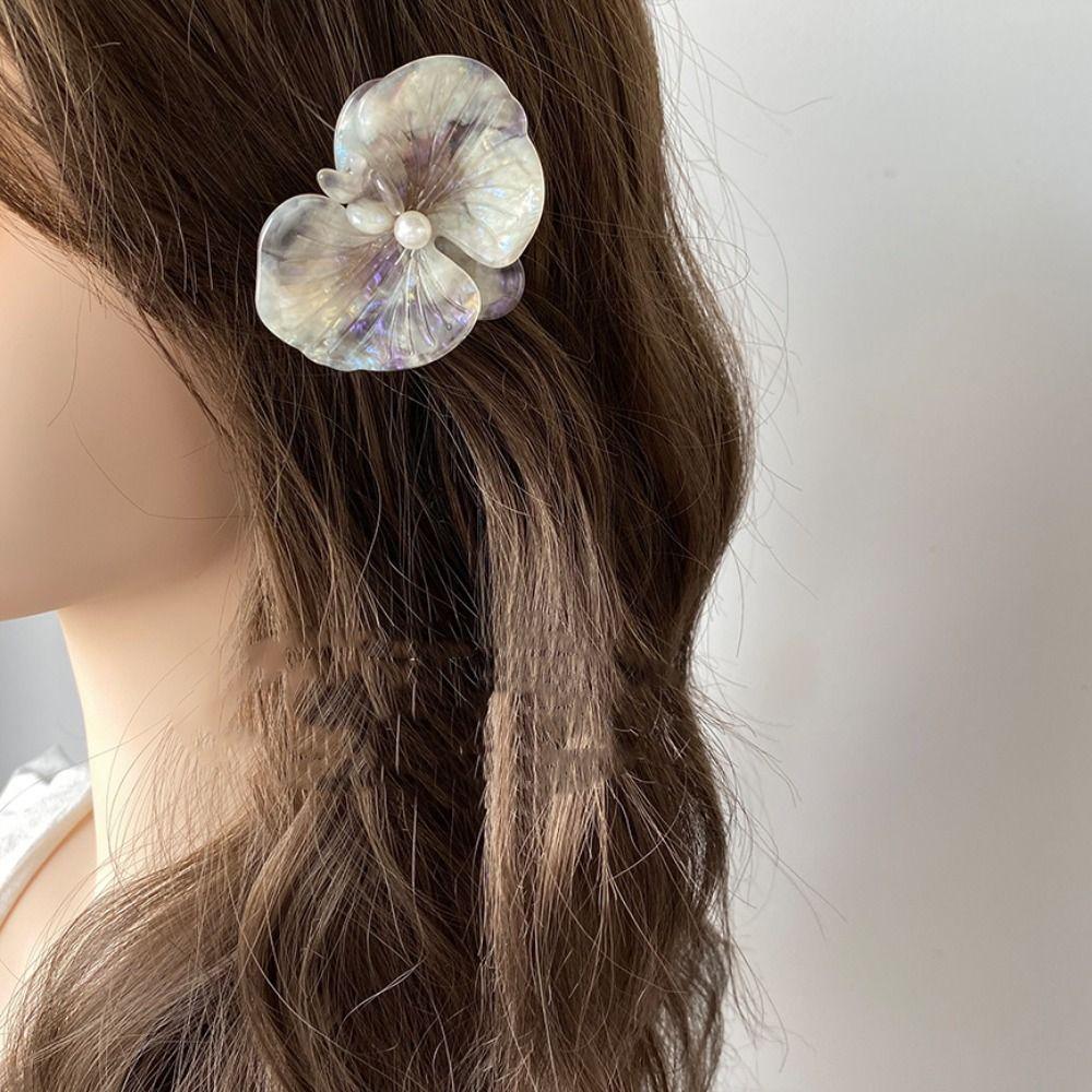 Floral Acetic Acid Hairpin Side Clip Fresh Barrettes Retro Flower Duckbill Clip  Female