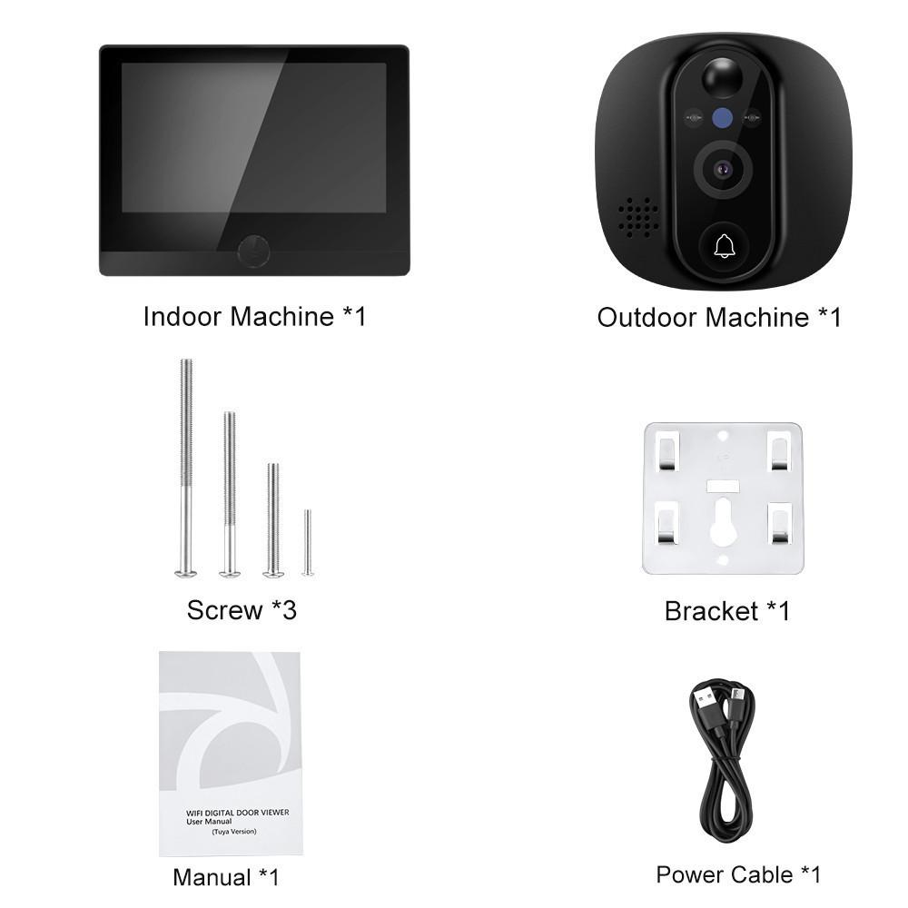 4,3-calowy WiFi Wizualny Domofon Dzwonek do Drzwi 1080P HD WlFl Noktowizja Dzwonek do Drzwi Inteligentny Czujnik Ruchu PIR Kamery do Drzwi