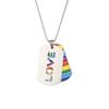 Men's Polished Letter Cross Pendant Necklace - Stainless Steel Rainbow Dog Tag