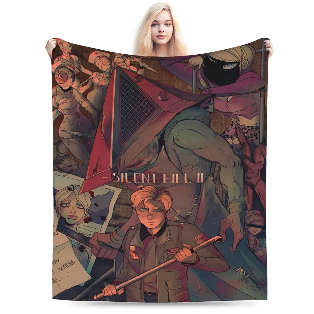 Warm BlanketGirls Boys Camping Silent Hill Throw Blanket Run Heather Flannel Bedspread For Bedroom Funny Sofa Bed Cover