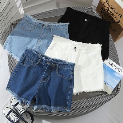 Pants Classic and Minimalist Fashion Versatile Thin Section of Female High-waisted Thin Loose Wide-legged Pants Raw Edge Sub-summer Denim Shorts
