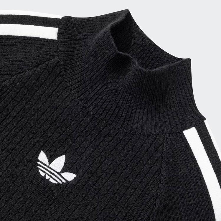 Adidas Originals Premium Knit Turtleneck Sweater With Three Stripes Women Tops Black JI7058