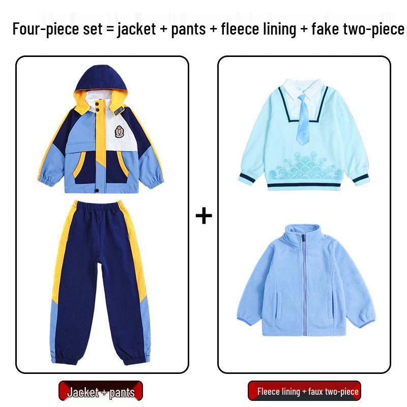 Primary School Autumn/Winter Five-Piece Windbreaker Set: New Style Warm Kindergarten Uniform