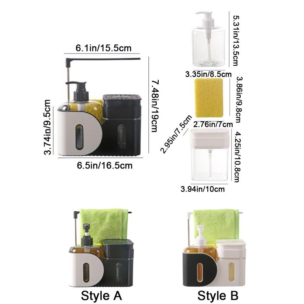 with Sponge Holder 4-in-1 Soap Dispenser Refillable Dual Soap Dispenser  Kitchen