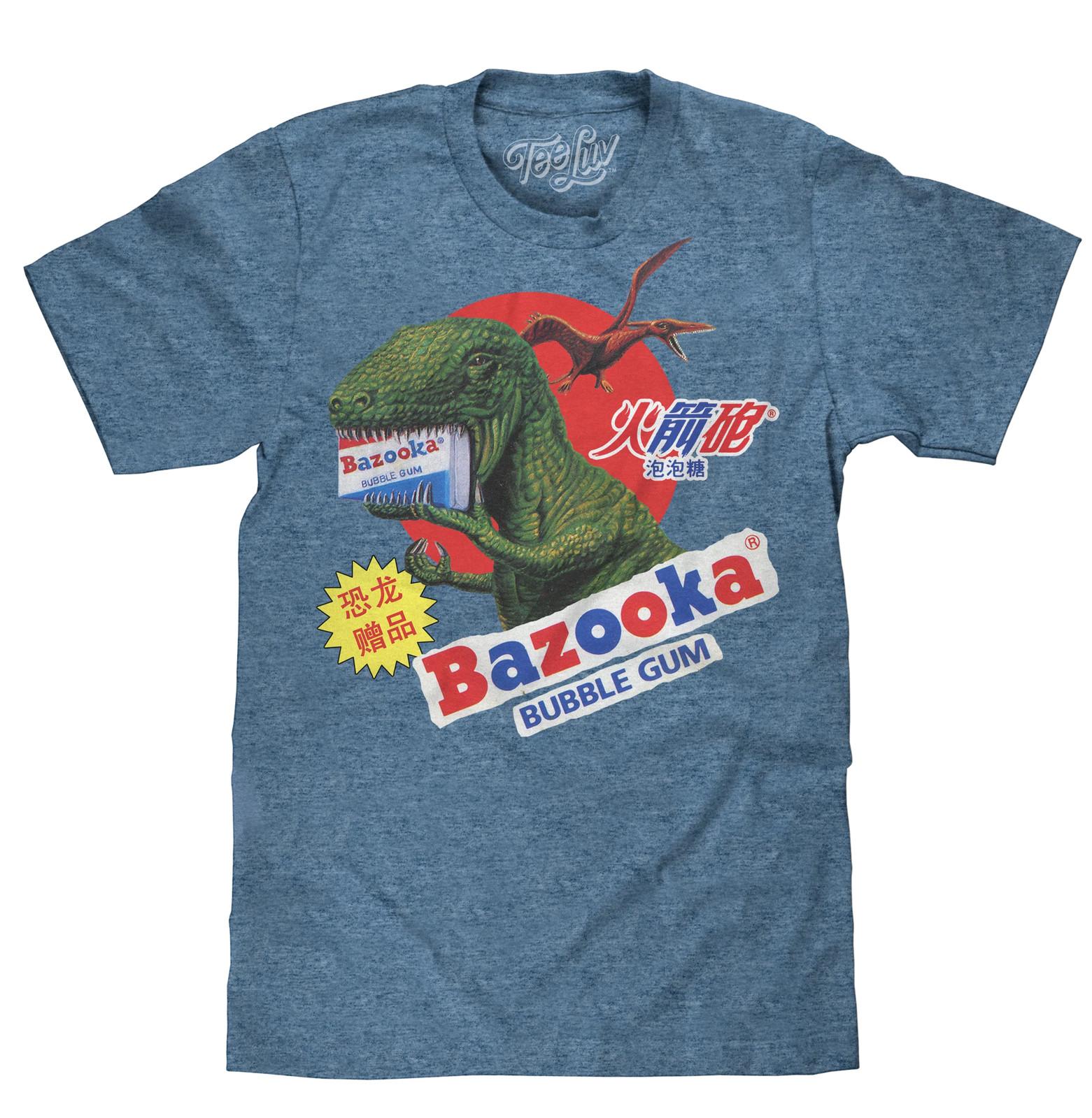 Bazooka Bubble Gum Dinosaur Mens T Shirt Cabo Blue S