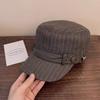 Retro Striped Pleated Cloud Octagonal Hat Children Spring And Autumn Casual Literary Beret Showing Small Face