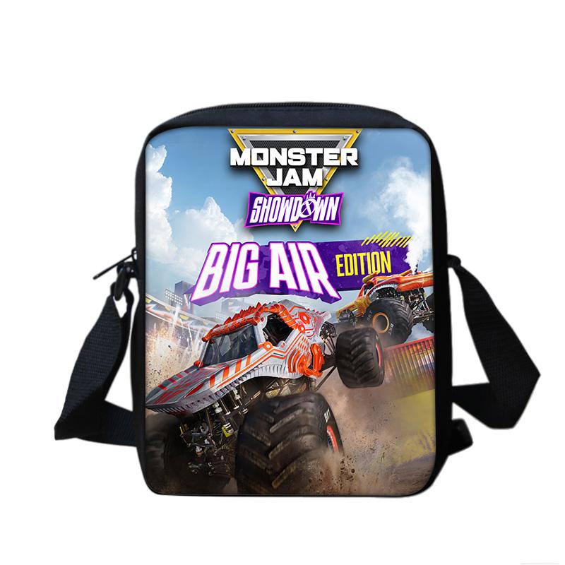 Monster Jam Crossbody Bag Versatile Cartoon Print Best Gift for Male and Female Students, School and Office Workers