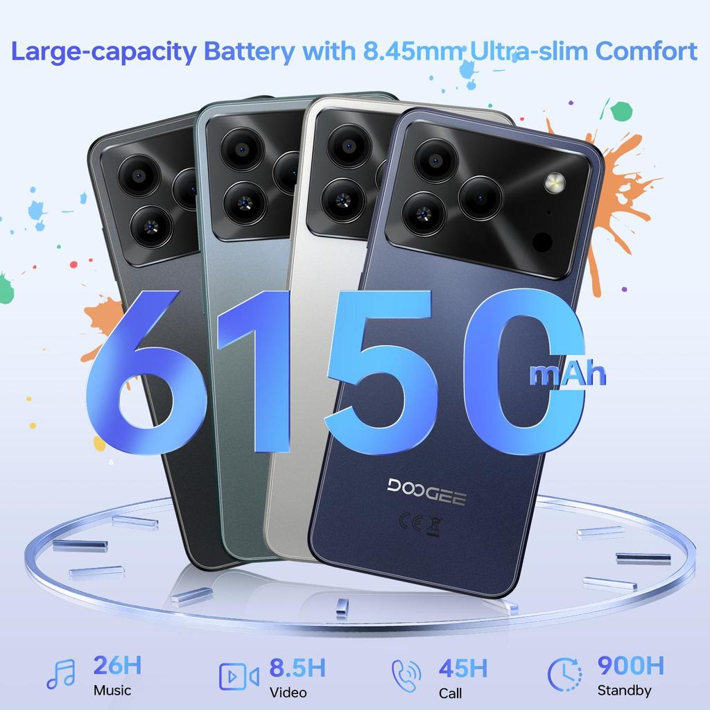 DOOGEE Note56Plus Andriod 16 Entsperrtes Telefon, 48GB+256GB/2TB Smartphone, Octa Core 6.56" HD+ 90Hz Mobil 6150mAh, 50MP+8MP, Handy 8.45mm Ultradünn