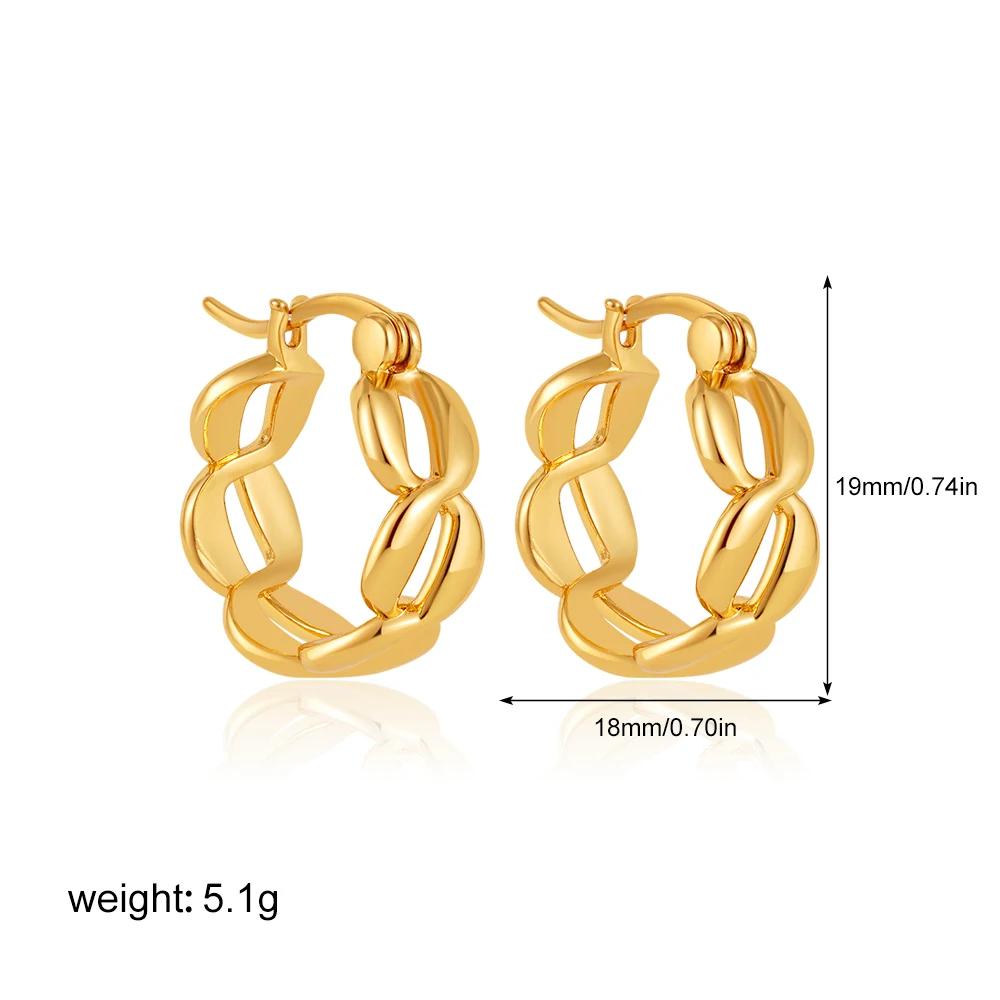 

Vintage Twist Chain Link Hoop Earrings for Women Gold Plated Stainless Steel Huggie Earring Statement Fashion Zircon Gift