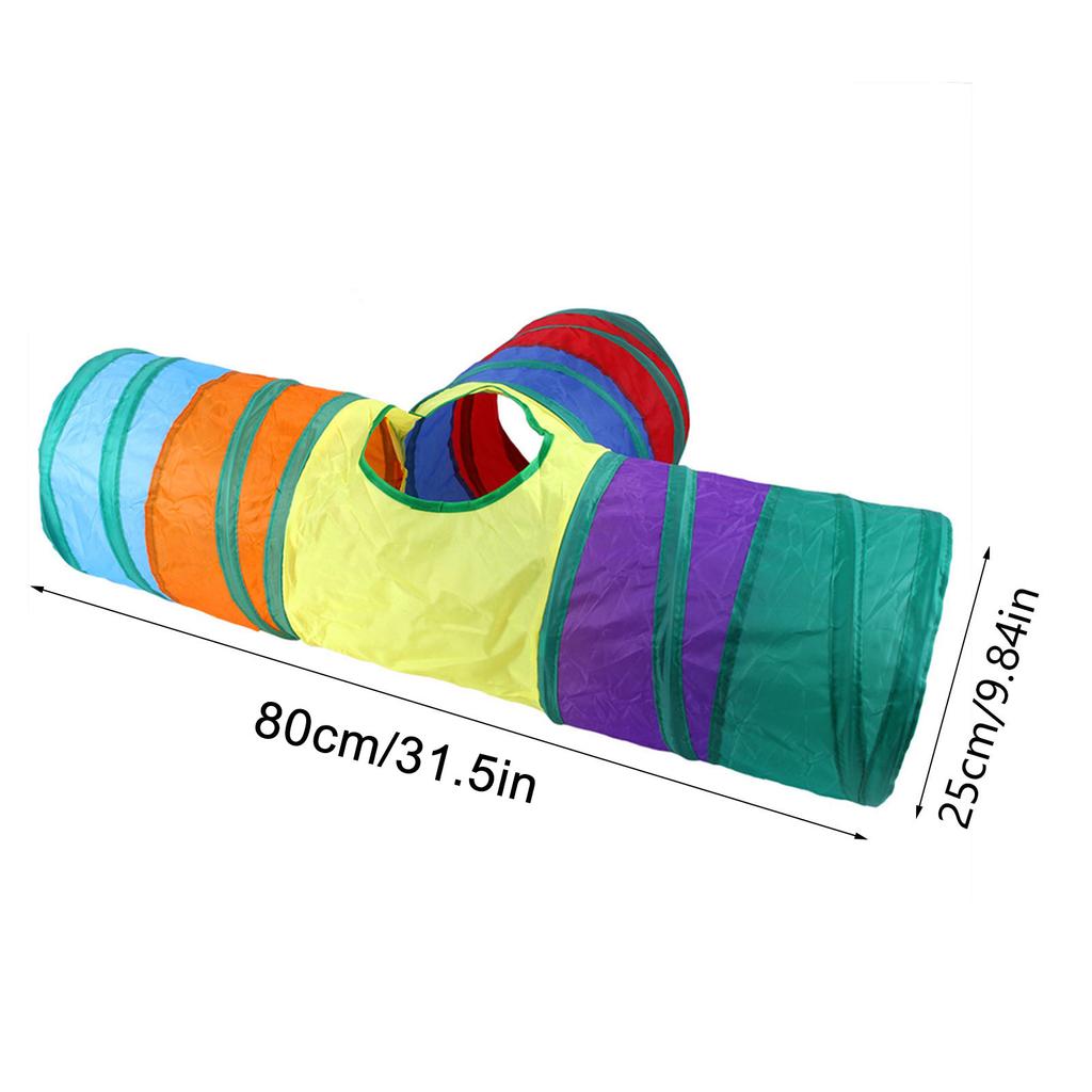 Cat 3 Way Tunnel Interactive Rainbow Collapsible Cat Tube with Play Ball for Cats Kittens