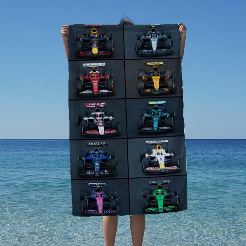 1pc F-F1 Formula Cars Microfiber Beach Towel Quick Dry Super Absorbent Sand Free Soft Oversized Bath Towels Beach Accessories