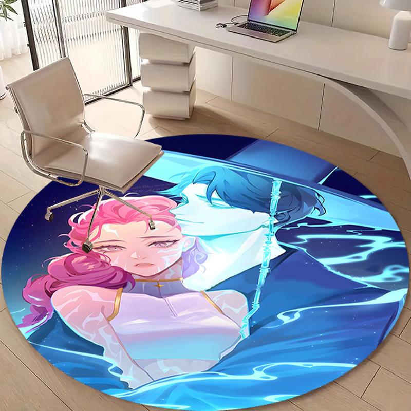1pc KPop Demon Hunters RUMI8 Design Printed Area Round Carpet for Bedroom Living Room Home Decor Rugs Mat Non Slip Mat Rug for Bedside