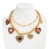 Floral Heart Charms Necklace Double Layer Necklace Vintage